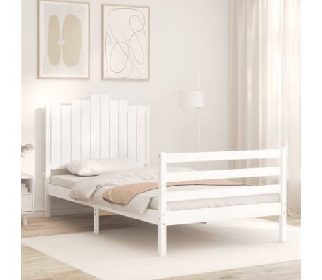 vidaXL Okvir za krevet s uzglavljem crni 100x200 cm od masivnog drva