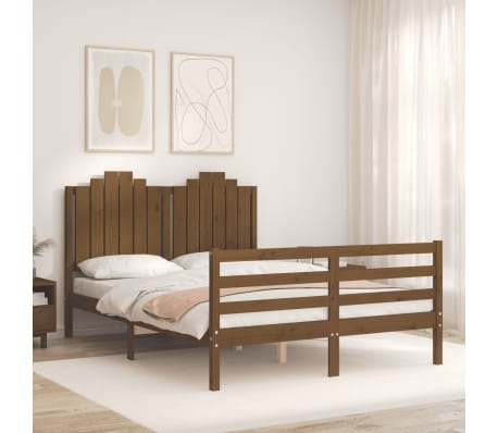 vidaXL Sengeramme med hodegavl honningbrun 140x200 cm heltre