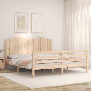Rám postele s čelem Super King Size masivní dřevo - obrázek 3