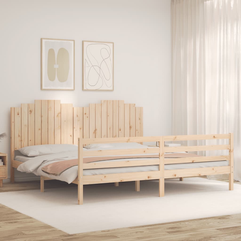 vidaXL Bedframe met hoofdbord massief hout 200x200 cm afbeelding