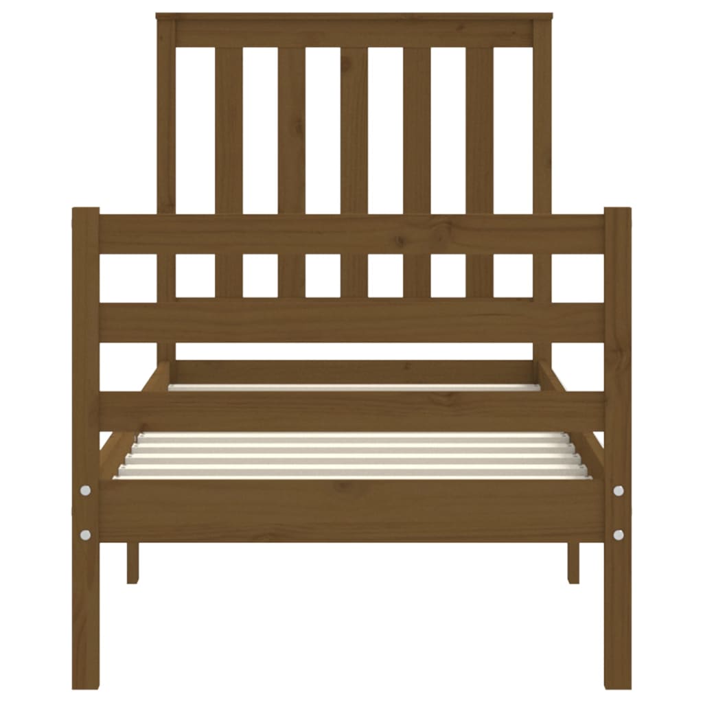 Легло с табла меденокафяво 2FT6 см Small Single дърво масив