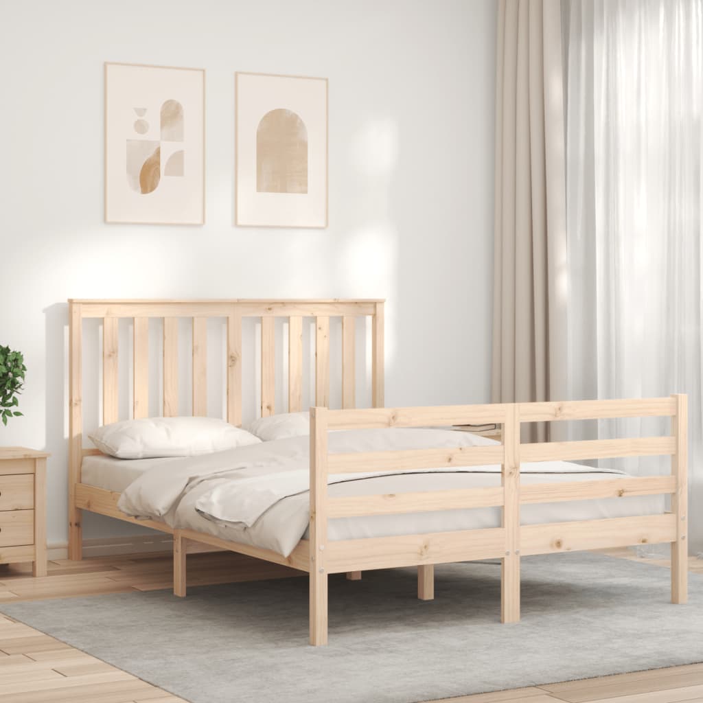 vidaXL Bedframe met hoofdbord massief hout afbeelding