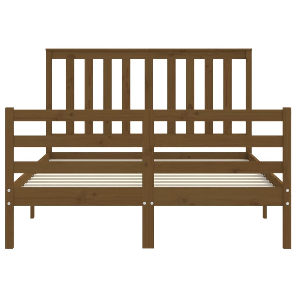 Cadru de pat, maro miere, 140x190 cm, lemn masiv