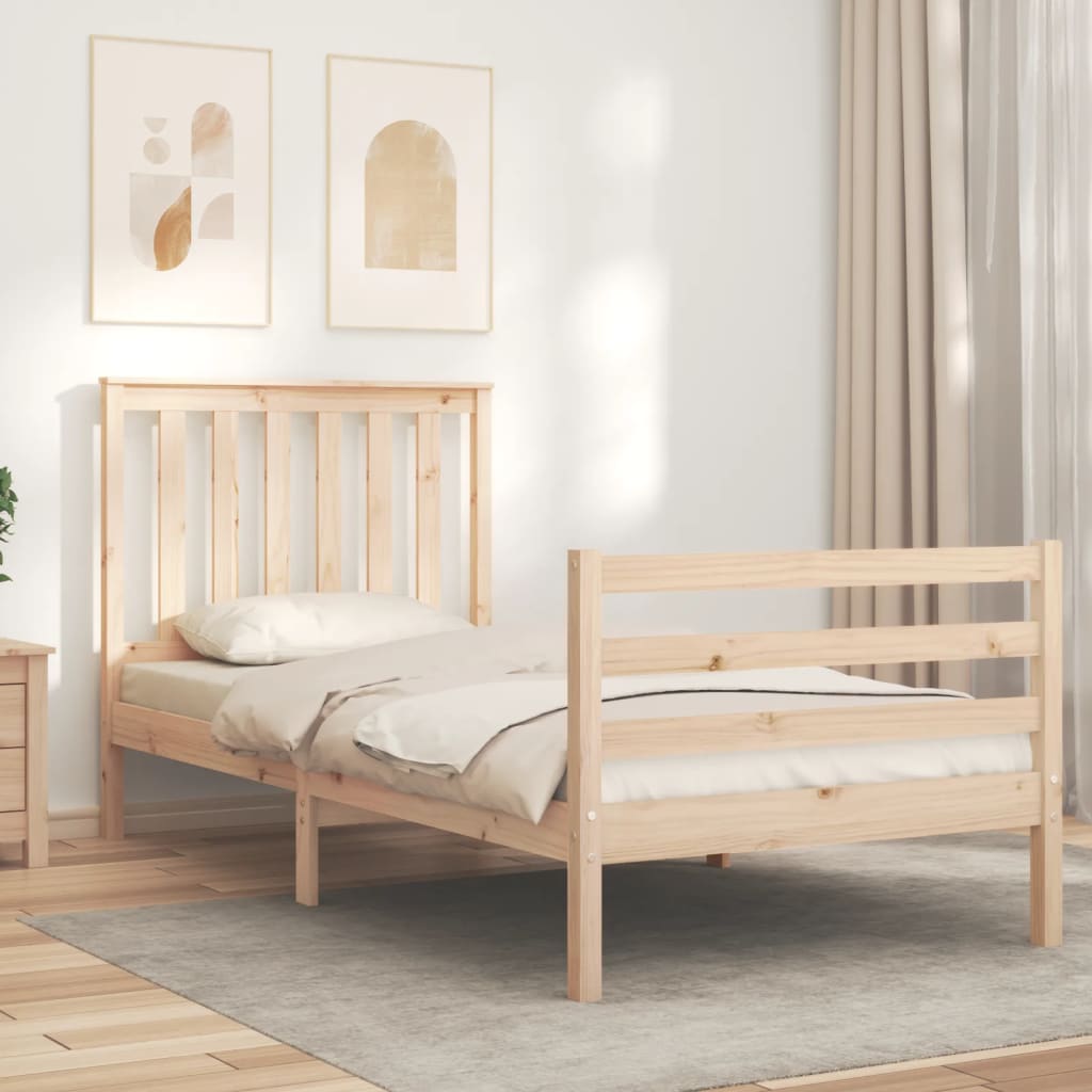 Estructura de cama para colchón de 160x200 cm hecha de madera con acabado  natural VidaXL