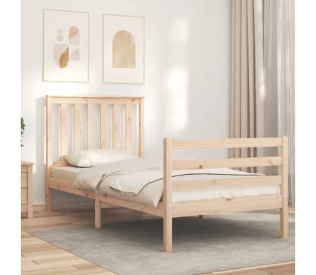 vidaXL Lovos rėmas su galvūgaliu, 90x200cm, medienos masyvas