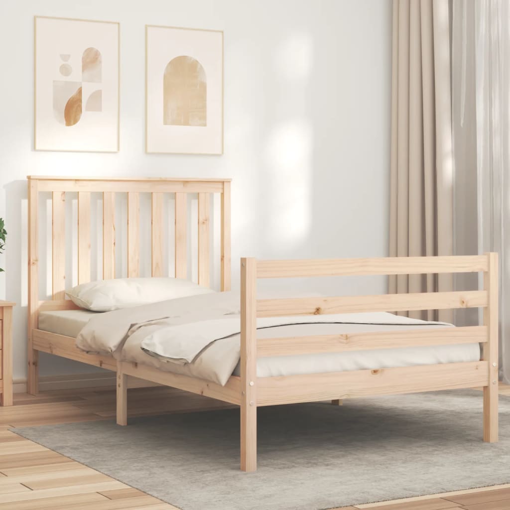 vidaXL Bedframe met hoofdbord massief hout 100x200 cm afbeelding