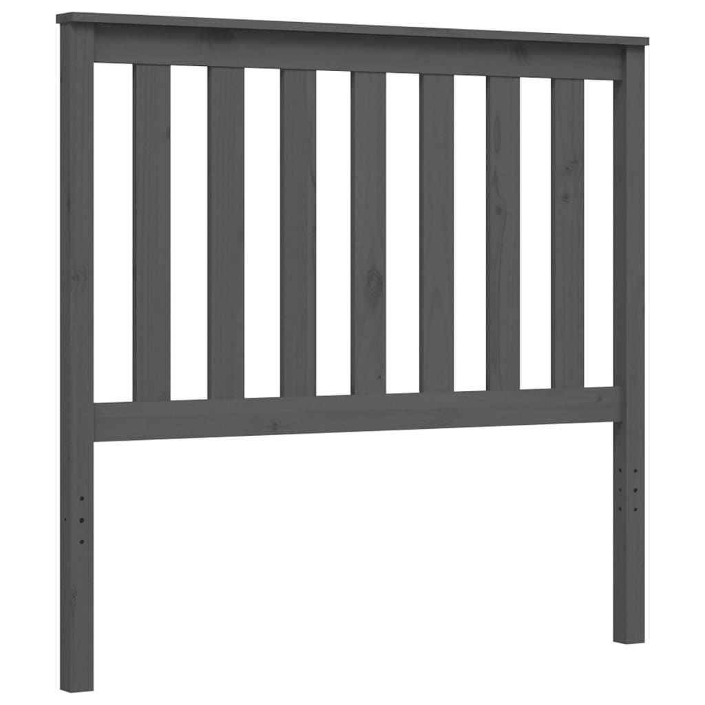 szürke tömör fa ágykeret fejtámlával 100 x 200 cm