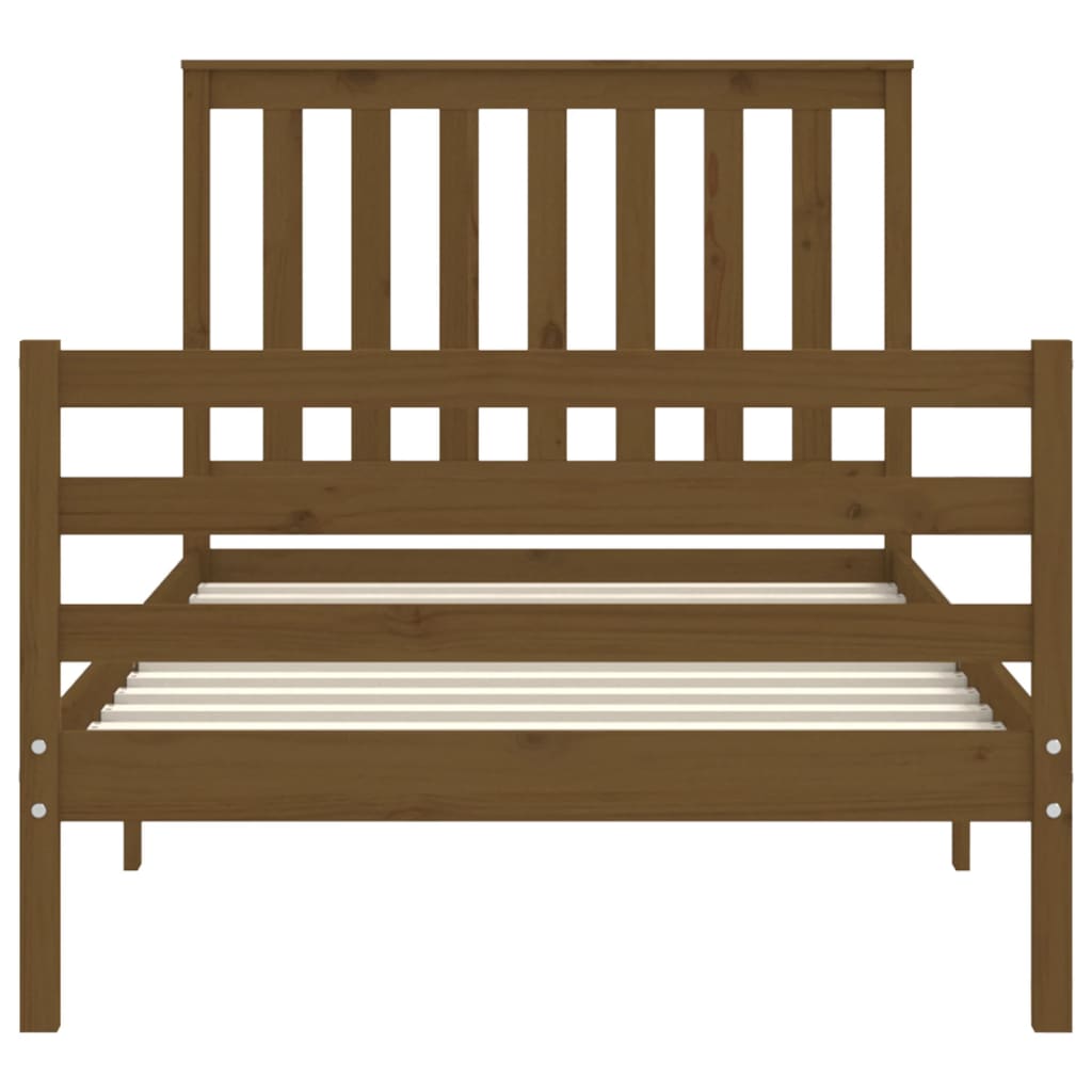 mézbarna tömör fa ágykeret fejtámlával 100 x 200 cm