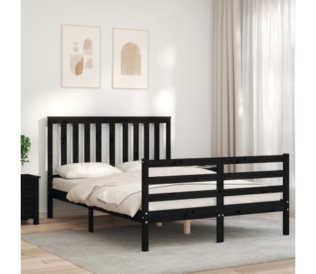 vidaXL Bed Frame without Mattress Black 120x200 cm Solid Wood