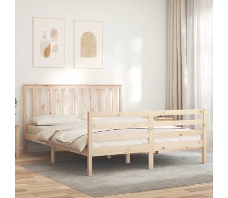 vidaXL Lovos rėmas su galvūgaliu, 160x200cm, medienos masyvas