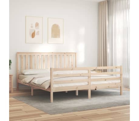 vidaXL Bed Frame without Mattress Super King Size Solid Wood