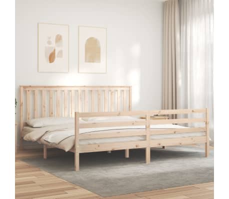 vidaXL Lovos rėmas su galvūgaliu, 200x200cm, medienos masyvas