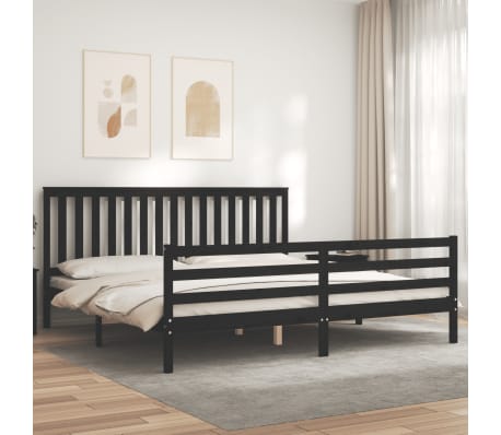 vidaXL Bed Frame without Mattress Black 200x200 cm Solid Wood