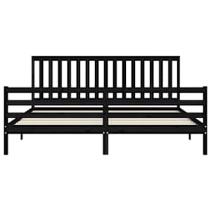 Rám postele s čelem černý 200 x 200 cm masivní dřevo - obrázek 7
