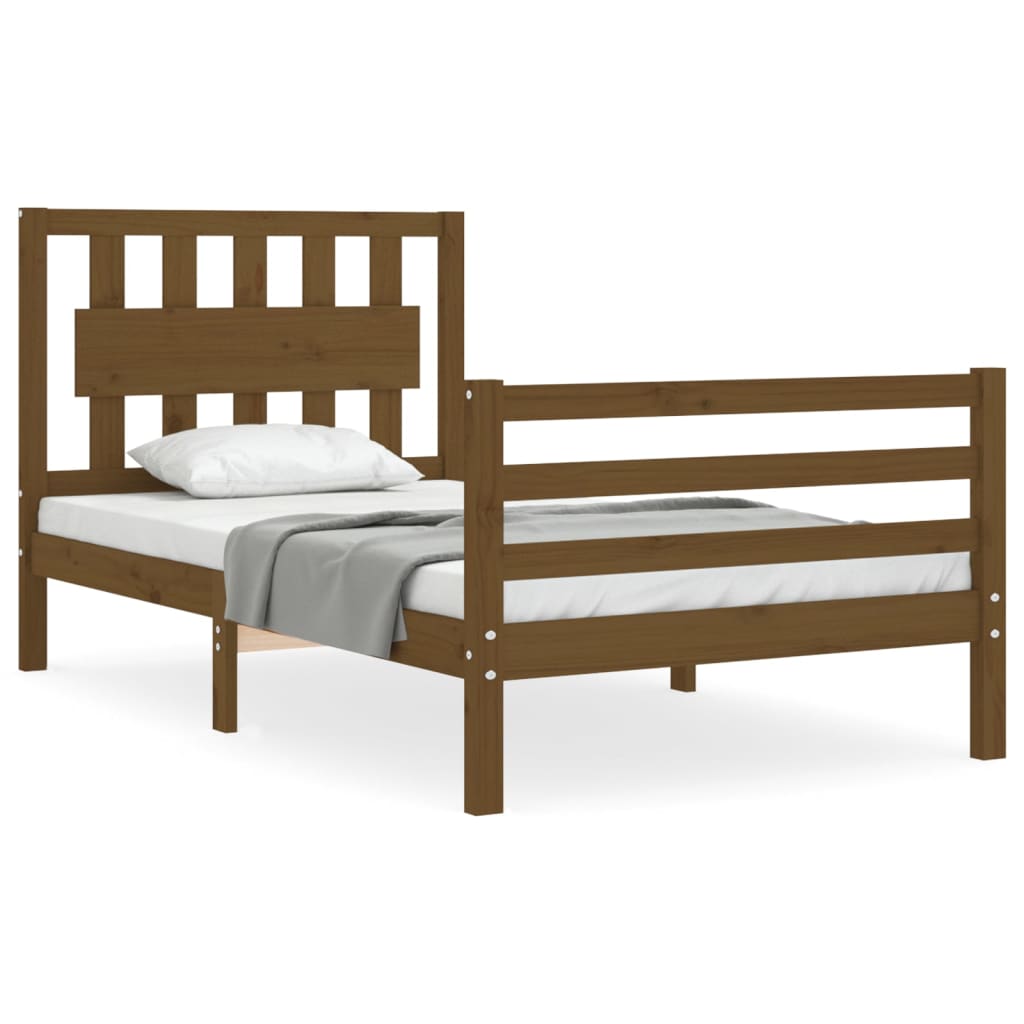 Легло с табла меденокафяво 2FT6 см Small Single дърво масив