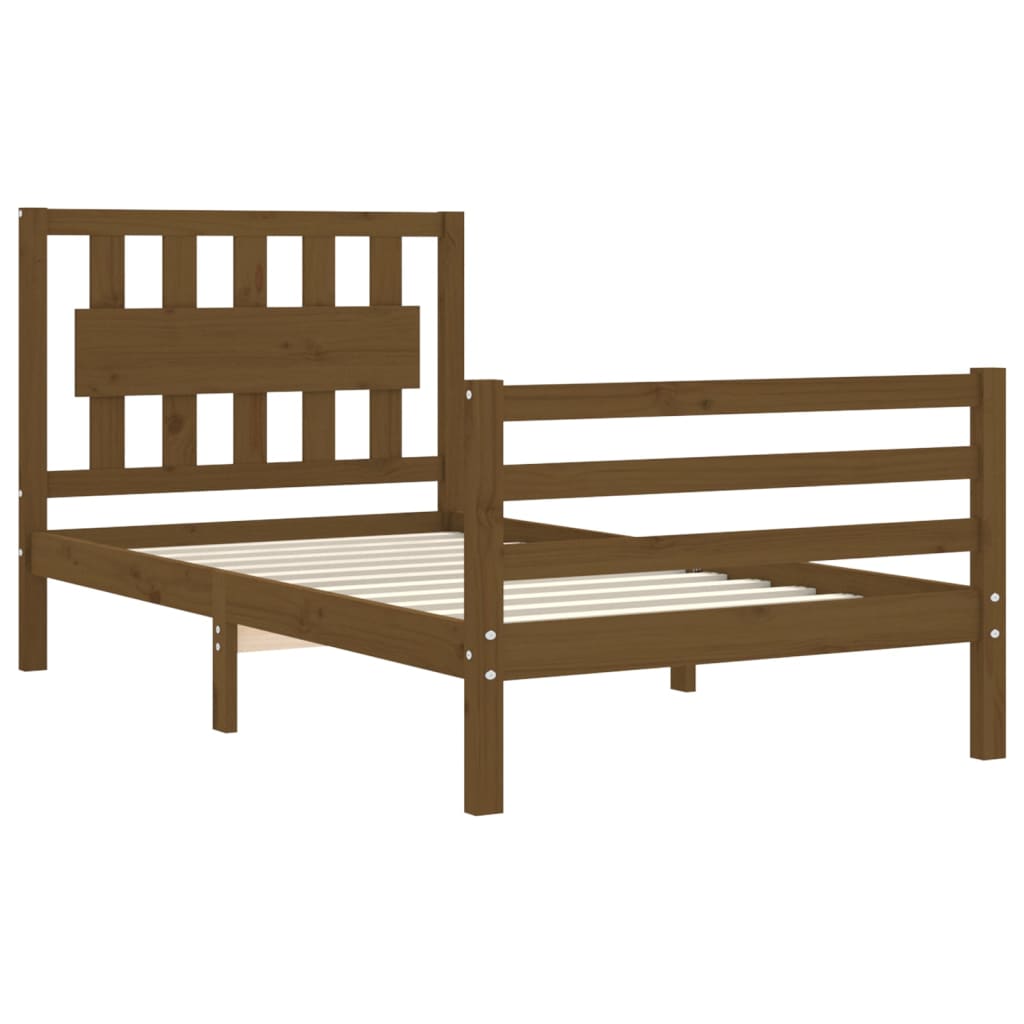 Легло с табла меденокафяво 2FT6 см Small Single дърво масив