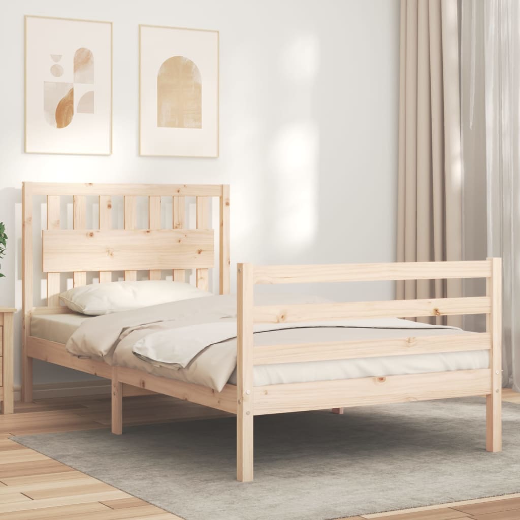 vidaXL Bedframe met hoofdbord massief hout 100x200 cm afbeelding