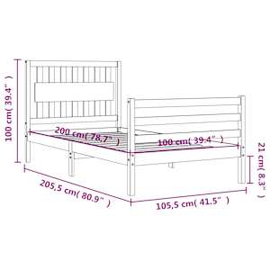 Rám postele s čelem 100 x 200 cm masivní dřevo - obrázek 12