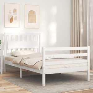 Rám postele s čelem bílý 100 x 200 cm masivní dřevo - obrázek 3