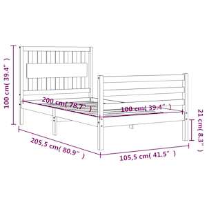 Rám postele s čelem bílý 100 x 200 cm masivní dřevo - obrázek 12