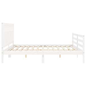 Rám postele s čelem bílý 200 x 200 cm masivní dřevo - obrázek 7