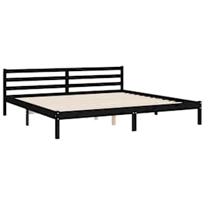 Rám postele s čelem černý 200 x 200 cm masivní dřevo - obrázek 9