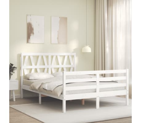 vidaXL Bed Frame without Mattress White 140x190 cm Solid Wood