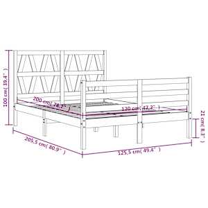 Rám postele s čelem bílý 120 x 200 cm masivní dřevo - obrázek 12