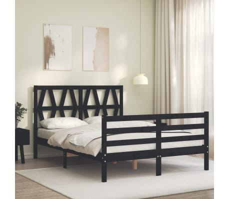 vidaXL Cadre de lit sans matelas noir 120x200 cm bois massif