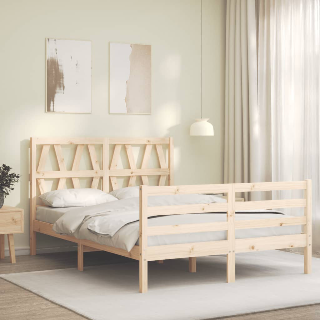 vidaXL Posteľný rám s čelom 140x200 cm masívne drevo