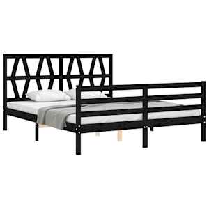 Rám postele s čelem černý King Size masivní dřevo - obrázek 4