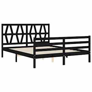 Rám postele s čelem černý King Size masivní dřevo - obrázek 5