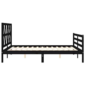 Rám postele s čelem černý King Size masivní dřevo - obrázek 6