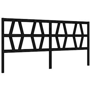 Rám postele s čelem černý 200 x 200 cm masivní dřevo - obrázek 9