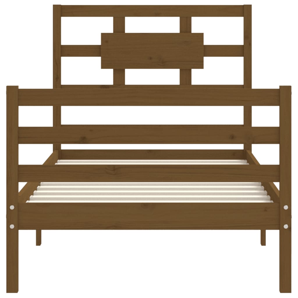 Легло с табла меденокафяво 2FT6 см Small Single дърво масив