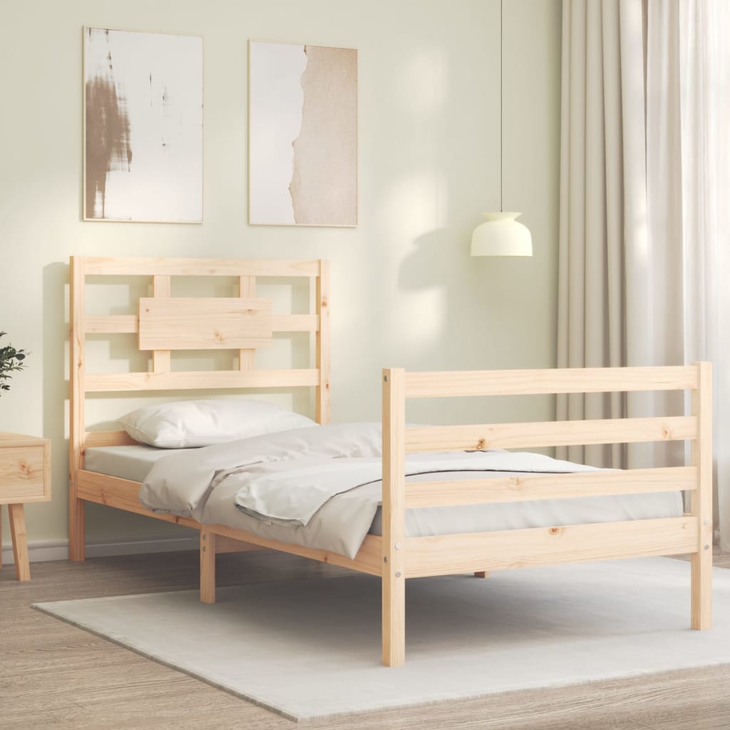 vidaXL Bedframe met hoofdbord massief hout afbeelding