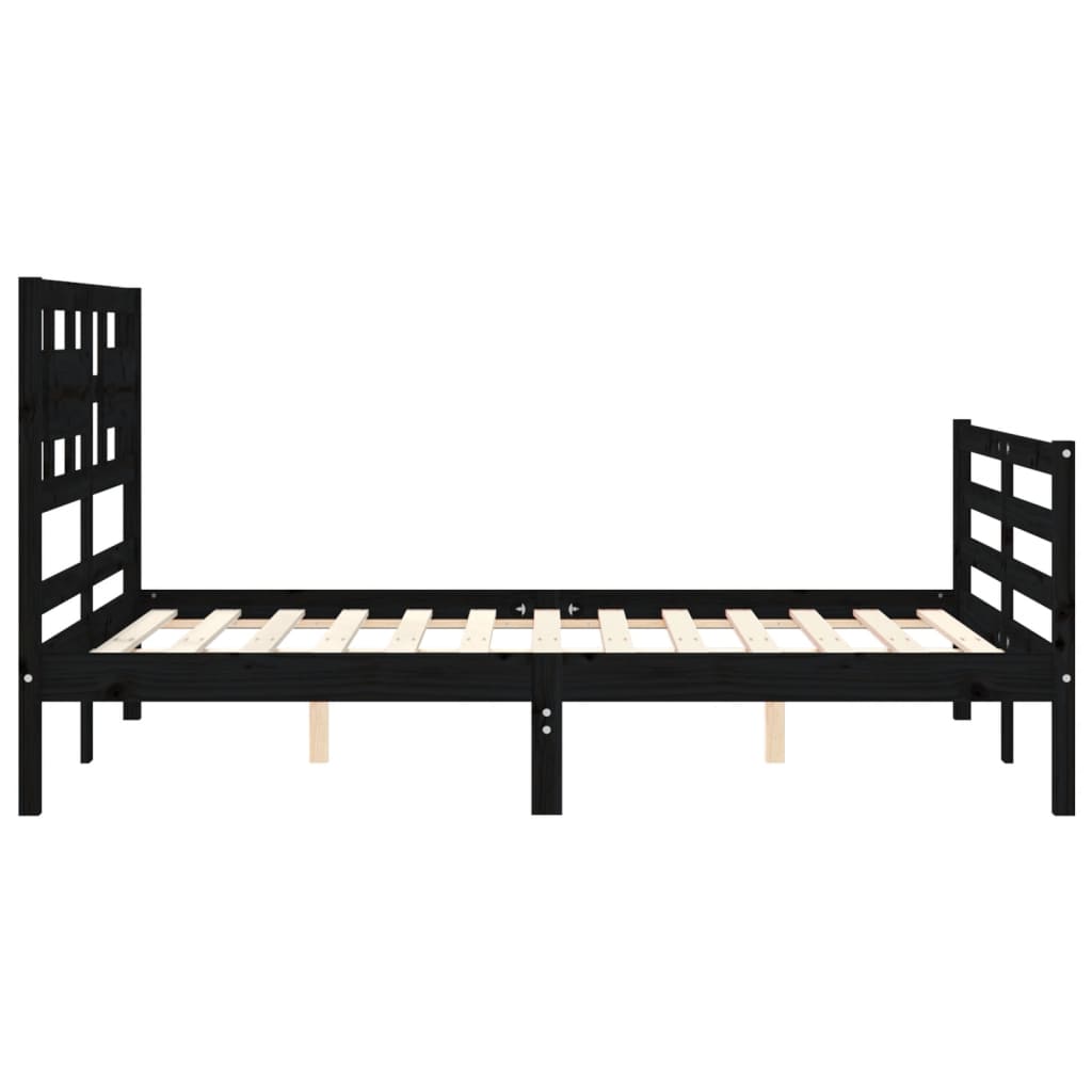 Рамка за легло с табла черна 4FT Small Double масивна дървесина