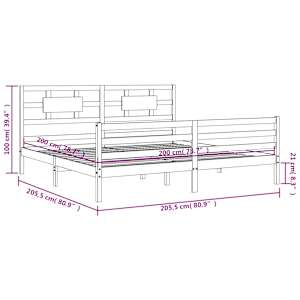 Rám postele s čelem černý 200 x 200 cm masivní dřevo - obrázek 12
