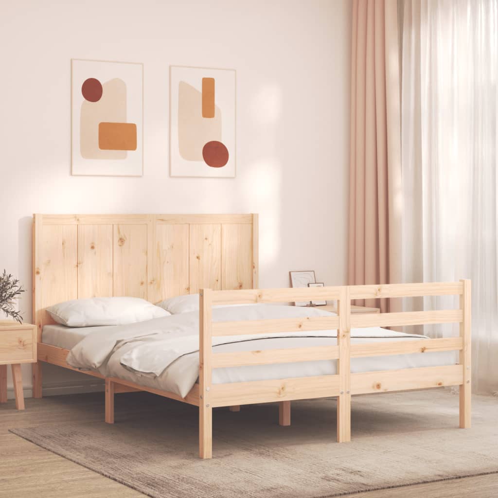 vidaXL Bedframe met hoofdbord massief hout afbeelding