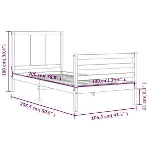 Rám postele s čelem 100 x 200 cm masivní dřevo - obrázek 12