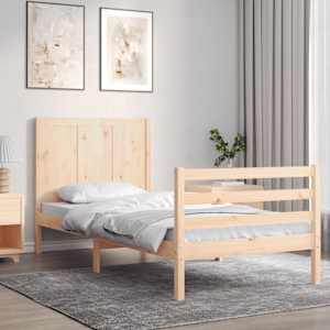Rám postele s čelem 100 x 200 cm masivní dřevo - obrázek 1