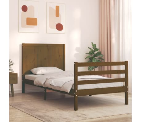 vidaXL R&aacute;m postele s čelem medově hněd&yacute; 100 x 200 cm masivn&iacute; dřevo
