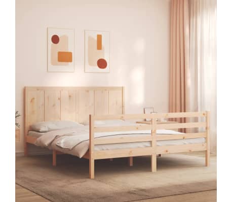 vidaXL Bedframe met hoofdbord massief hout
