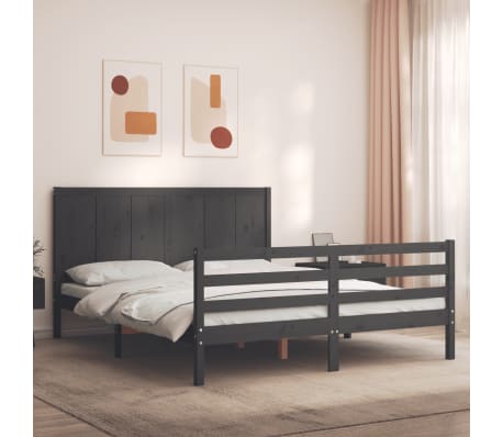 Gray wood store headboard king