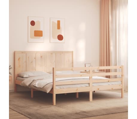 vidaXL R&uacute;mgrind &aacute;n D&yacute;nu 160x200cm Gegnheil Vi&eth;ur