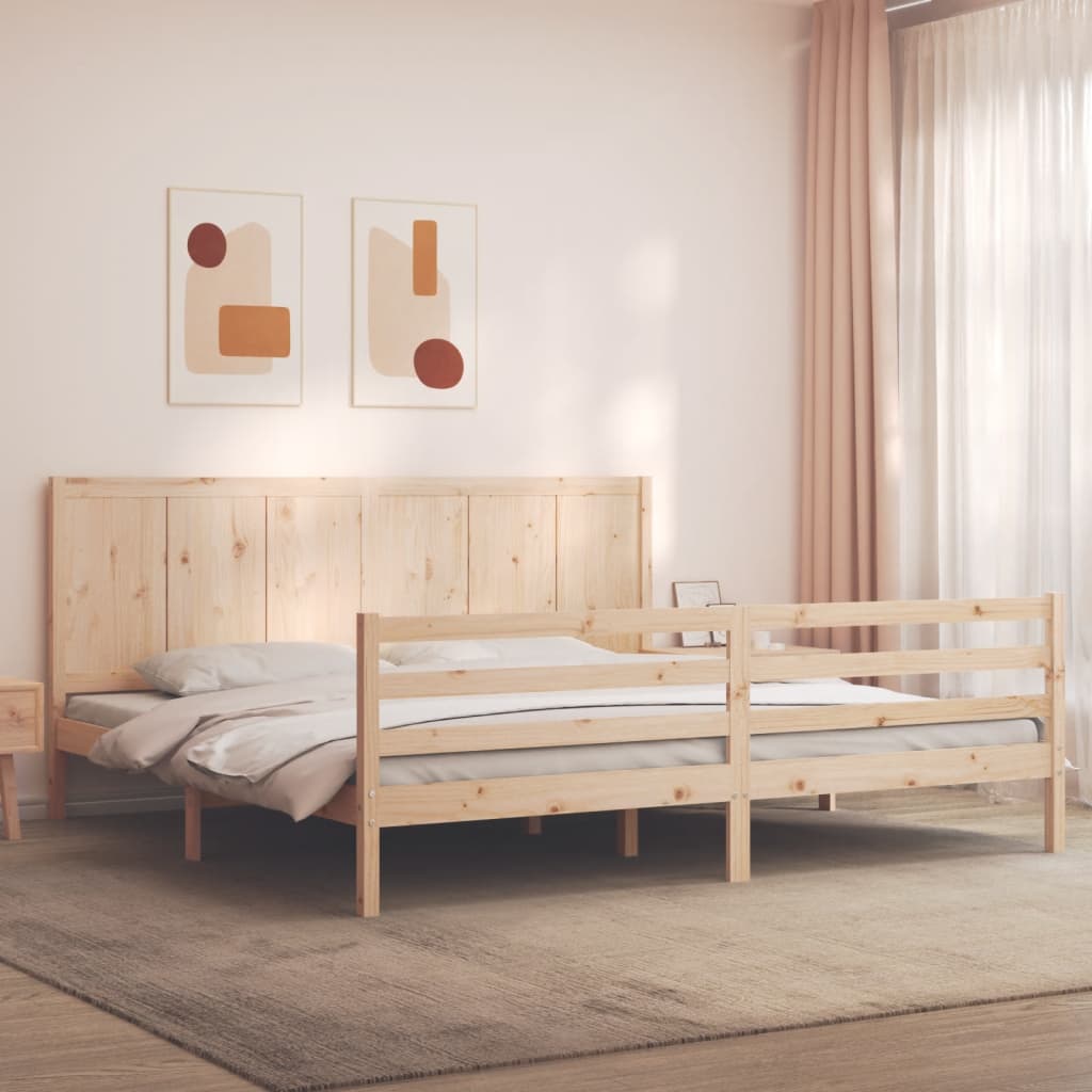 vidaXL Bedframe met hoofdbord massief hout 200x200 cm afbeelding