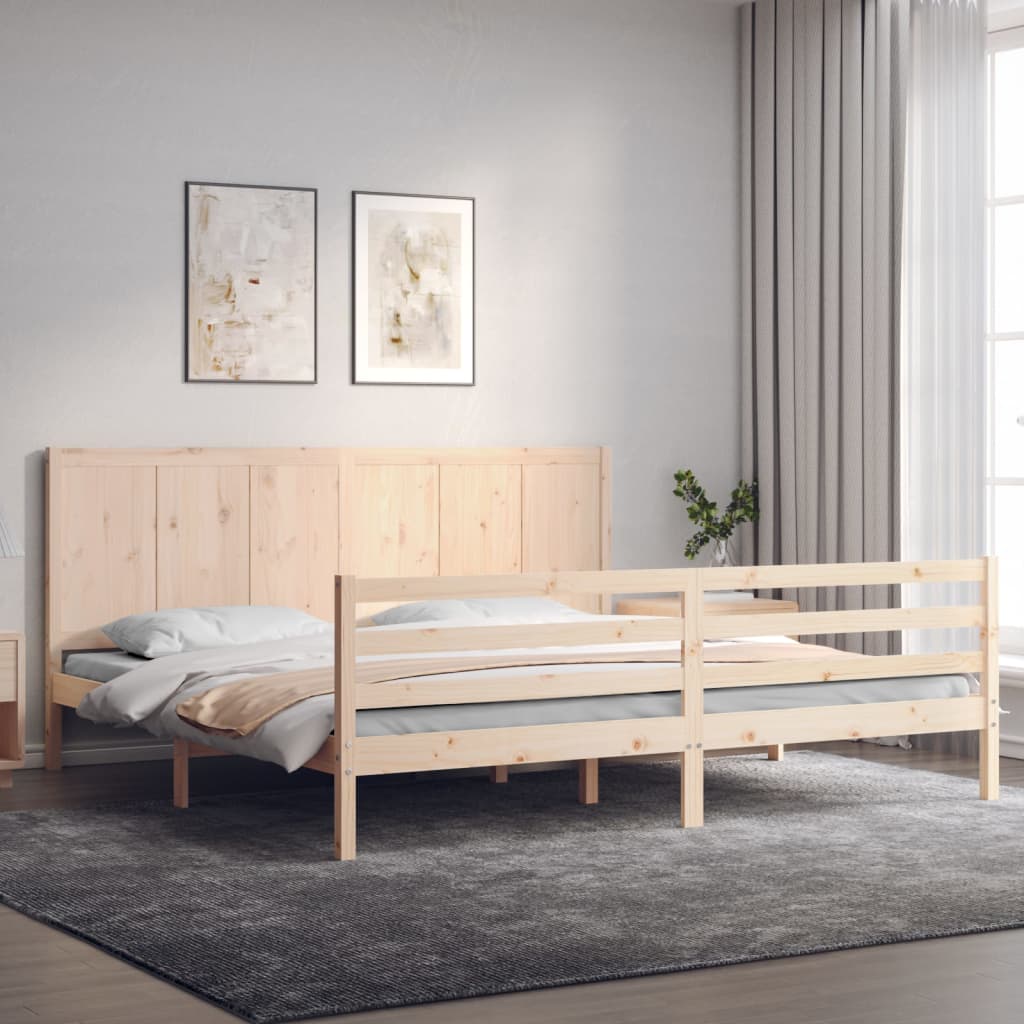 vidaXL Cadru pat cu tăblie 200x200 cm, lemn masiv de pin