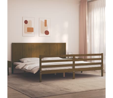 vidaXL Bedframe met hoofdbord massief hout honingbruin 200x200 cm