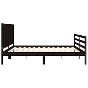 Rám postele s čelem černý 200 x 200 cm masivní dřevo - obrázek 6
