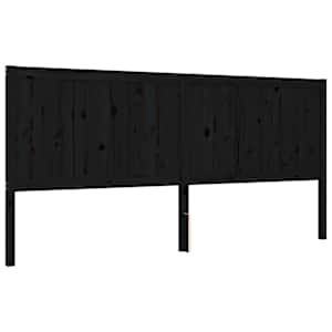Rám postele s čelem černý 200 x 200 cm masivní dřevo - obrázek 8
